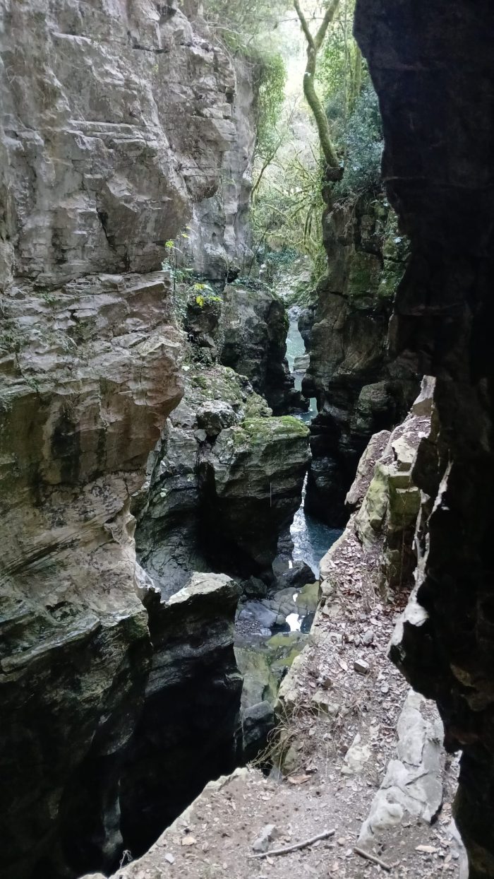 La gola del Bussento tra le pareti di roccia